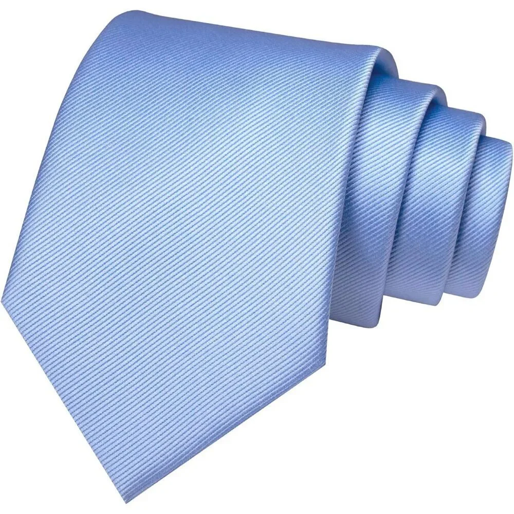 Men's Peacock Blue Colour Formal Necktie and Pocket Square Tie Clip Sets